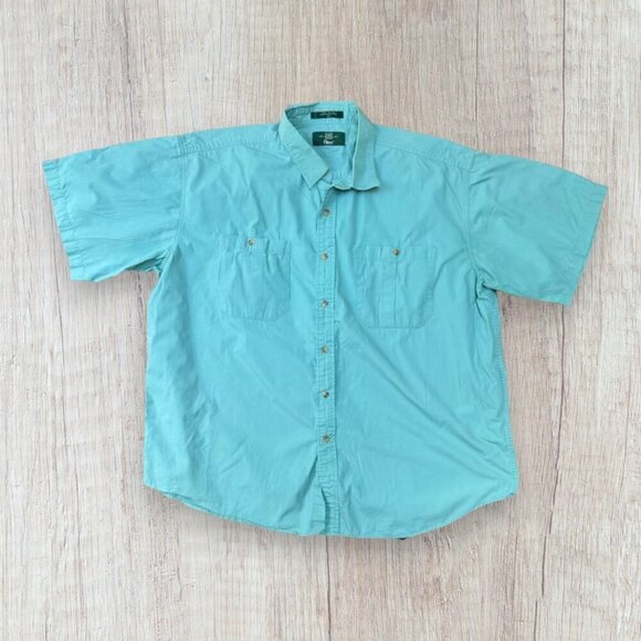 ORVIS 100% Cotton Short Sleeve Button Down Men's Shirt Light Teal Mens XXL - Picture 2 of 3